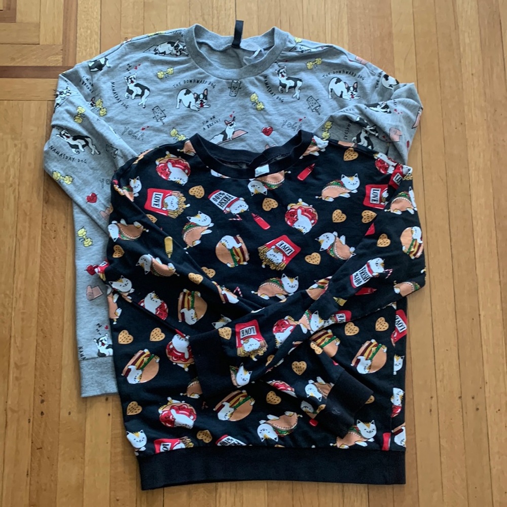 Two long sleeve shirts with fun print